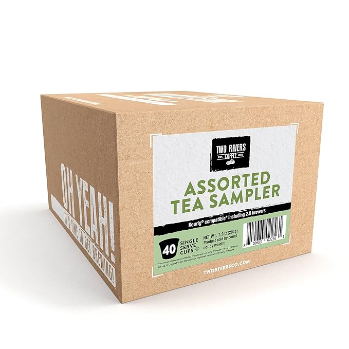 Two Rivers Assorted Tea Sampler Variety Pack for Keurig K-Cup Brewers 40 Count