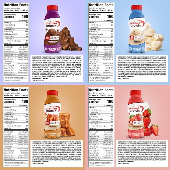 Premier Protein Shake 8 Flavor Variety Pack 30g Protein No Added Sugar 24 Vitamins &amp Minerals to Support Immune Health 11.5 fl oz 8 Pack