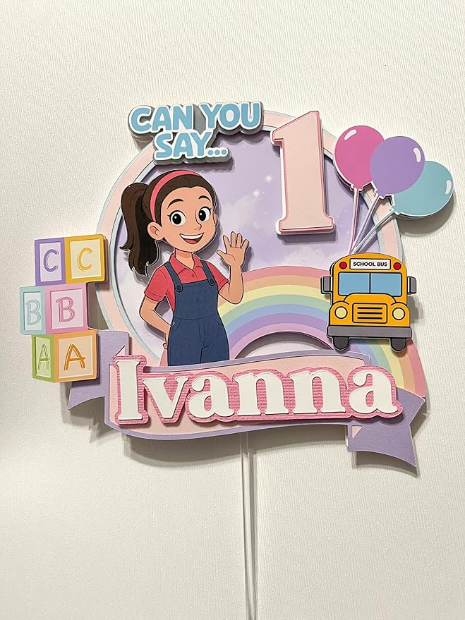 Personalized Rainbow Kids Birthday Cake Topper ABC Blocks Learning Theme Custom Name &amp Age Handmade Party Decoration