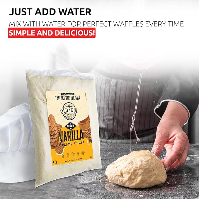 OldSoul Professional Taiyaki Waffle Mix | Crispy | Vanilla Flavor | 10 Lbs | 168 Waffles (10 Lbs Traditional)