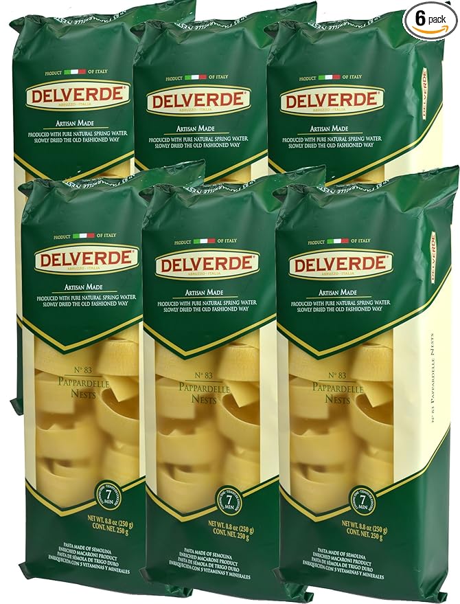 Delverde Artisan Made Pappardelle Nests Certified Kosher 8.8oz 6 pack
