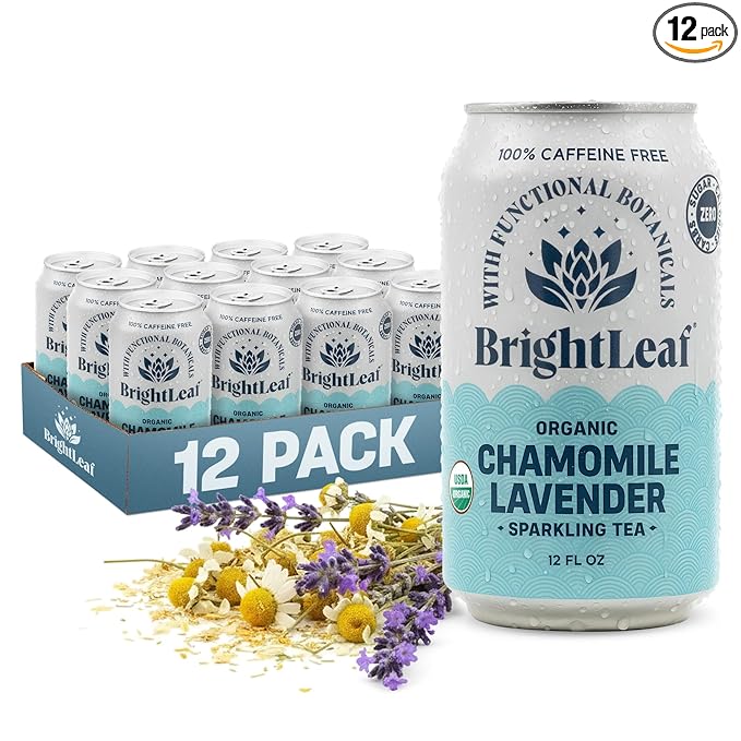 BrightLeaf Chamomile Lavender Sparkling Tea with Functional Benefits f ...