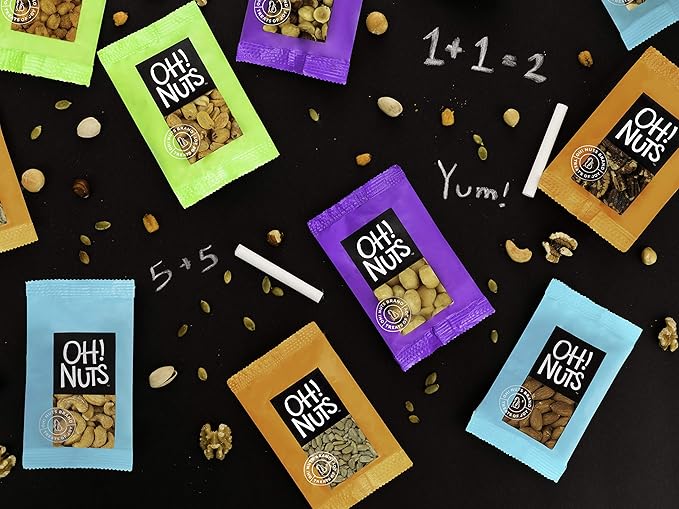 Oh! Nuts Mix Roasted Salted Individual Nut Snacks for On-the-Go - 12 Convenient Nut Snacks for School - Bulk Nuts Variety - Individual Packs (1.5 oz Each)