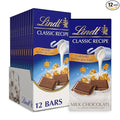 Lindt CLASSIC RECIPE Caramel with Sea Salt Milk Chocolate Bar Milk Chocolate Candy with Pieces of Caramel and Sea Salt 4.4 oz. (12 Pack)