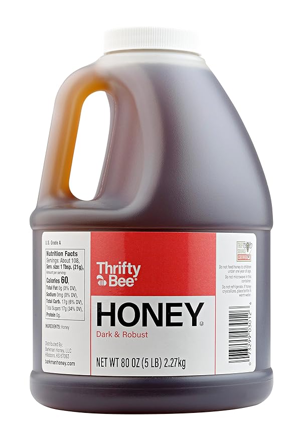 Thrifty Bee Honey 80 Ounce (5 LB) Large Bulk Honey Jug