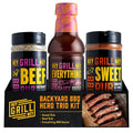 Hey Grill Hey | BBQ Seasoning and Barbeque Sauce Gift Set | Seasoning Set | Beef Rub Sweet Rub Everything Barbecue Sauce | Backyard BBQ Hero Trio