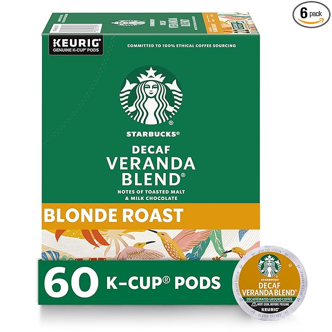 Starbucks K-Cup Coffee Pods Starbucks Blonde Roast Hot or Iced Coffee Decaf Veranda Blend 60 Keurig Pods
