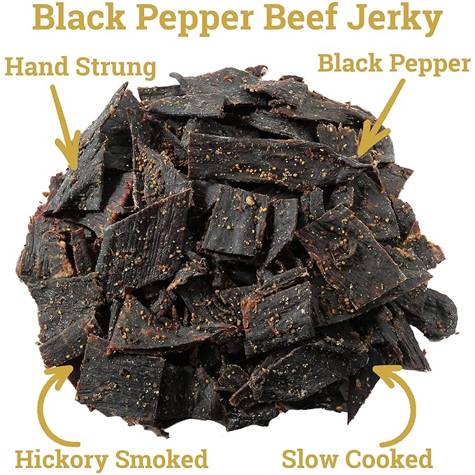 Lone Star Beef Jerky - Original &amp Black Pepper - 1 Pound (Pack of 2) Resealable Bags - Hickory Smoked Handcrafted Flavor - High Protein Healthy Meat Snack
