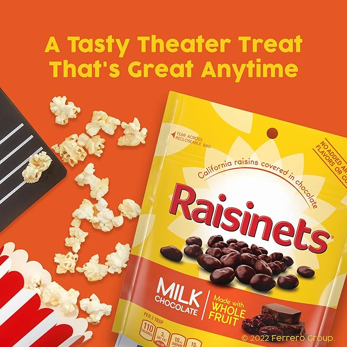 Raisinets Milk Chocolate Covered California Raisins 8.0 oz Resealable Bag Bulk 8 pack