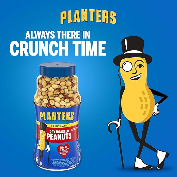 PLANTERS Peanuts Dry Roasted Peanuts Lightly Salted Snack Mix Snacks for Adults - 16 oz. Jars Pack of 12 PLANTERS Nuts