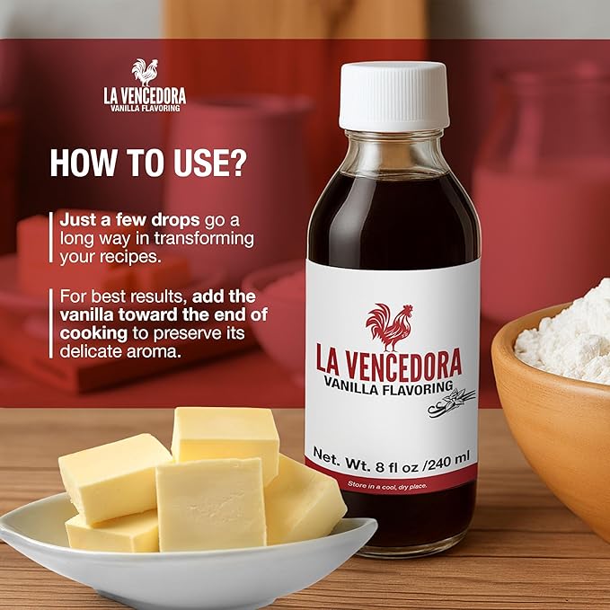 La Vencedora Mexican Vanilla – 8oz Bottles (Pack of 3) – Traditional Vanilla Flavoring for Baking Cooking &amp Desserts – Made in Mexico