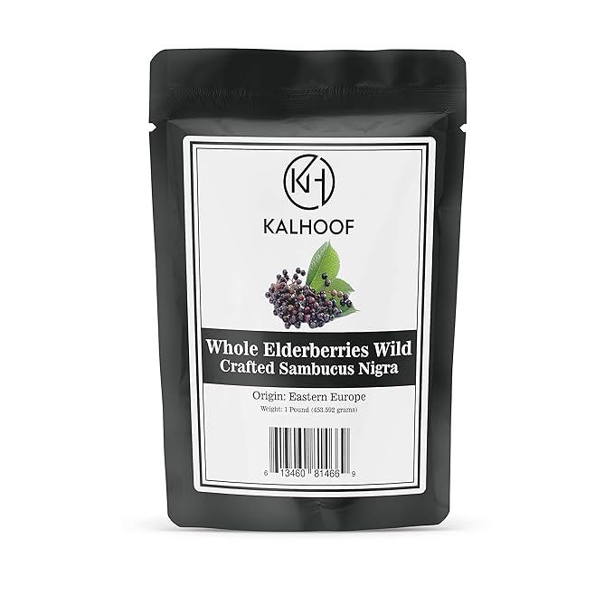 Whole Dried Elderberries - Wild Crafted Sambucus Nigra - for Elderberry Syrup Pies Jam Tea Gummies Jelly &amp Wine - 1 Pound
