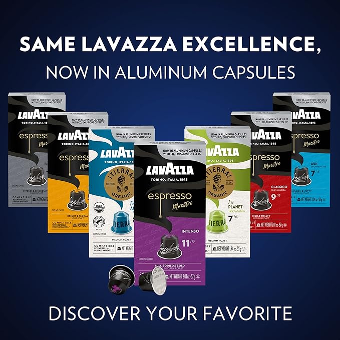 Lavazza ¡Tierra! for Planet Aluminum Capsules Compatible with Nespresso* Original Machines Medium Espresso Roast 100% Arabica (60 Capsules) (Pack of 2)