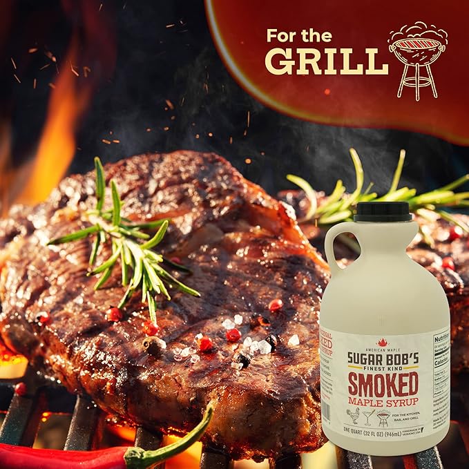 Sugar Bob's Finest Kind - Smoked Maple Syrup - Glaze Marinade Cocktail Mixer 32 fl oz - Made in Vermont