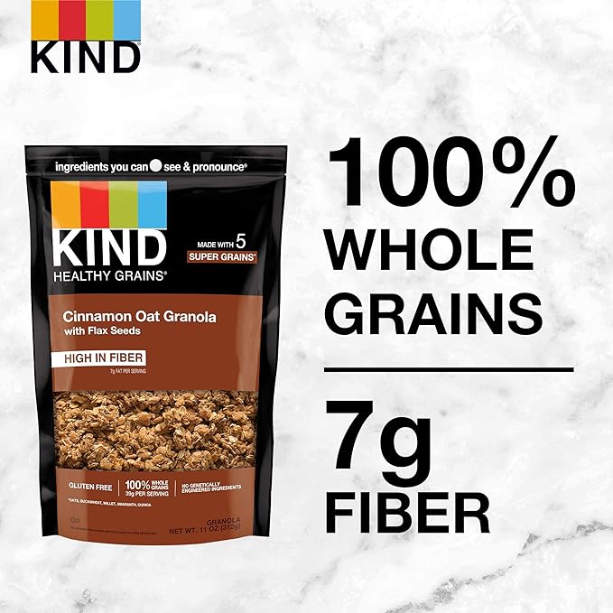 KIND Healthy Grains Clusters Cinnamon Oat with Flax Seeds Granola 10g Protein Gluten Free 11 Ounce (Pack of 3)