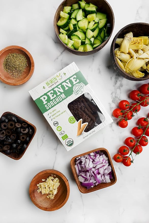 Big Green Organic Food- Organic Sorghum Penne 8.8oz Gluten-Free Non-GMO Vegan (5)