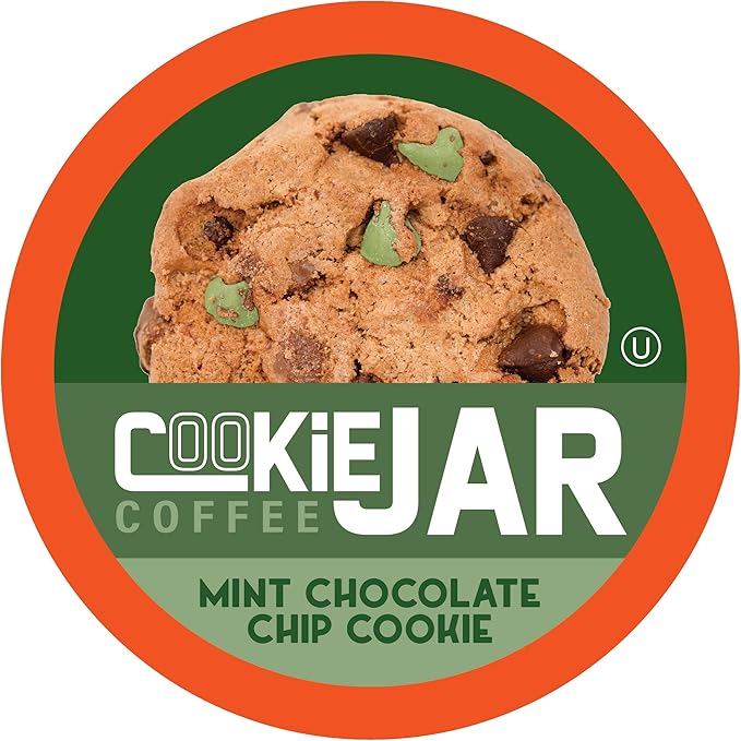 Cookie Jar Mint Chocolate Chip Flavored Coffee Pods for Keurig K Cup Brewers 40 Count – Refreshing Mint and Chocolate Blend for a Unique Coffee Experience