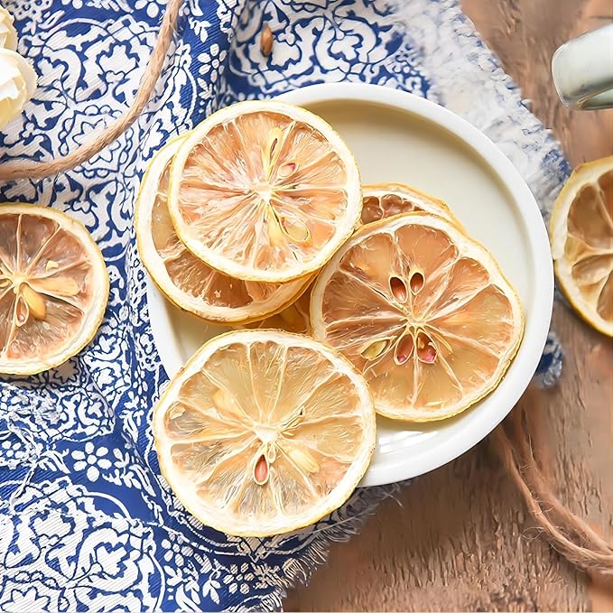 JTEDZI Dried Lemon Slices 17.63oz/500g 240+ Slices Dehydrated Lemon for Cocktail Garnish Cake Decoration Crafts Decor No Sugar Added Vegan &amp Kosher