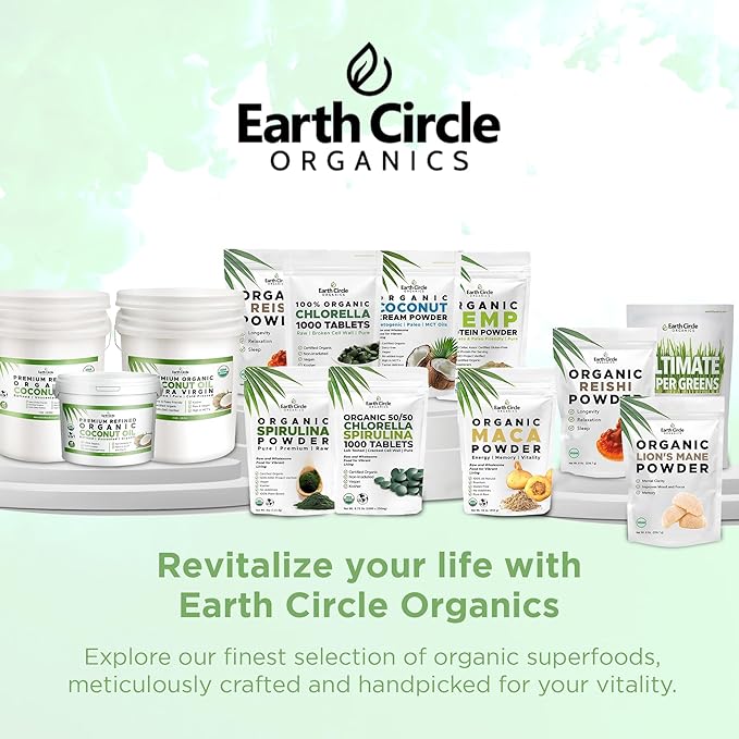 Earth Circle Organics Premium Ultra-Pure UNREFINED Cold Pressed Organic Extra Virgin Coconut Oil - Gluten-Free Keto &amp Paleo Friendly - Pure Oil for Skin &amp Hair Care Cooking Baking &amp Mor