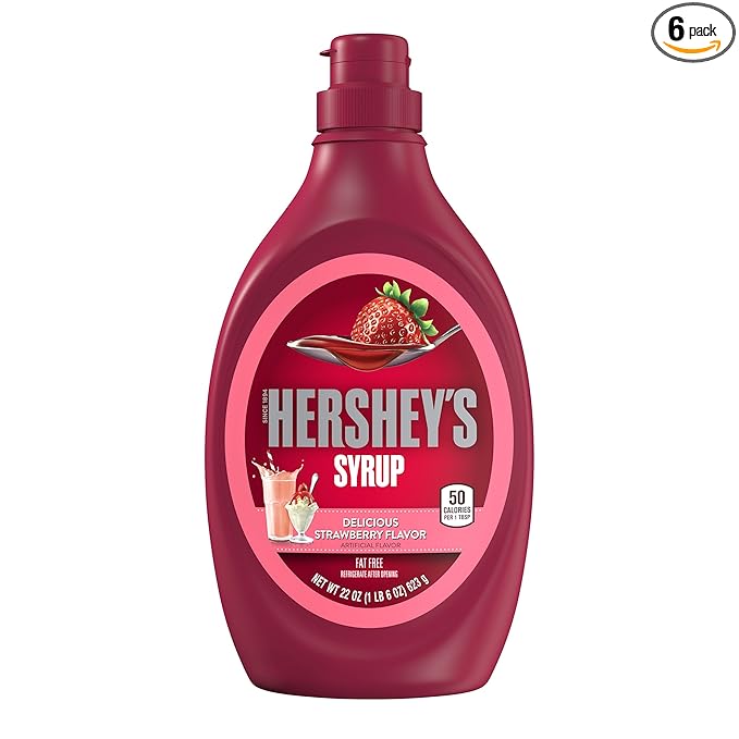 HERSHEY'S Strawberry Syrup 22 Ounce (Pack of 6)