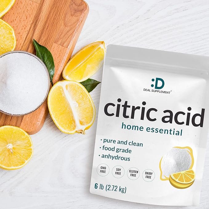 Citric Acid 6 Pounds | Fine Granular Powder Food Grade Bulk Supply – Potent Anhydrous Form – Versatile Flavor Enhancer Preservative Cleaning &amp Homemade Bath Bombs – Additive Free Non-GMO