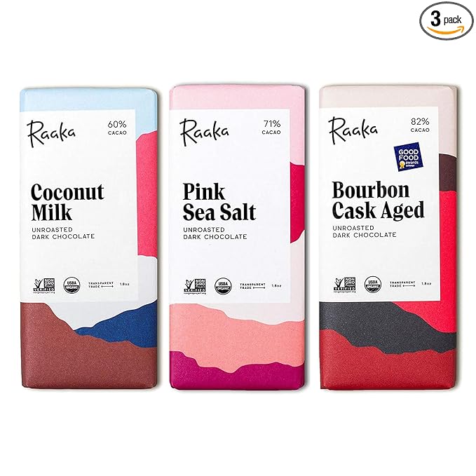 Raaka Chocolate Best Sellers Trio | Gourmet Dark Chocolate Gift | Organic Vegan Fair Trade Soy Free Non-GMO Gluten Free Kosher | 1.8oz Bars 3-Pack