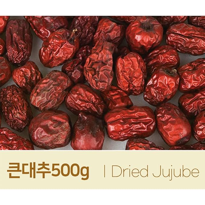 GAGOPA Dried Jujube Fruit – 100% Korean Red Dates Naturally Sweet Flavor Caffeine-Free Herbal Infusion Great for Tea Soups &amp Samgyetang 500g Bulk Pack