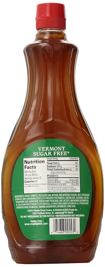 Maple Grove Farms Sugar Free Syrup 24 Ounce (Pack of 6)