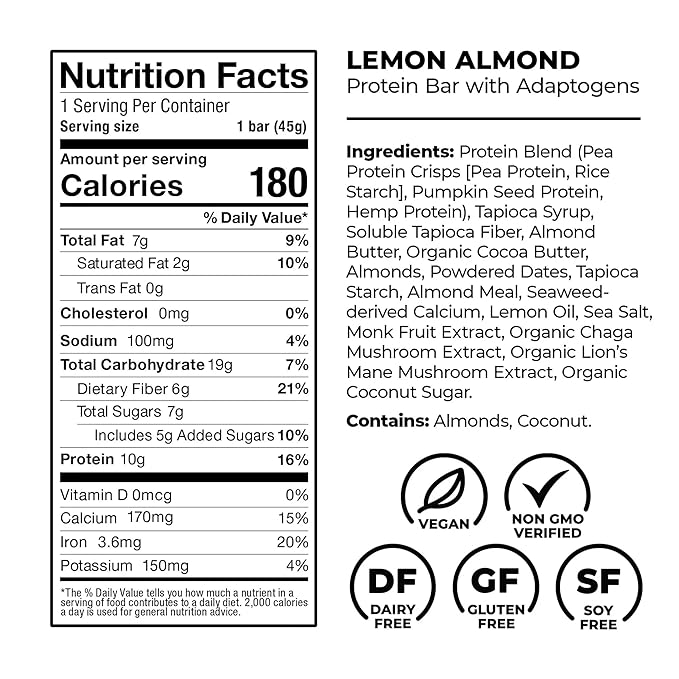 Laird Superfood Functional Protein Bars – Protein Bar but Better with Real Ingredients Functional Mushrooms 10g Plant-Based Protein 6g Fiber - Non-GMO - 5 Flavor Variety Pack 10 Count (Pack of 1)