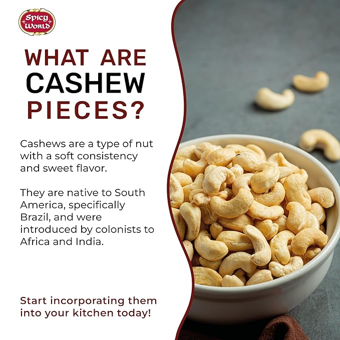 Spicy World Raw Cashew Pieces 80oz (5 LBS) - Natural Bulk Raw &amp Unsalted Cashews for Cooking Baking &amp Topping Gluten Free Vegan Keto Paleo Non-GMO in Vacuum Packed Bag