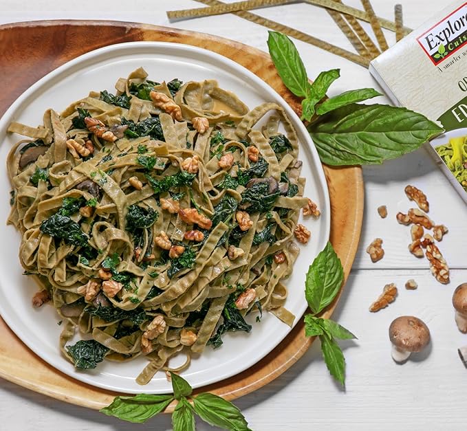 Explore Cuisine Organic Edamame &amp Mung Bean Fettuccine -Easy-to-Make Pasta - High in Fiber and Plant-Based Protein - Non-GMO Gluten Free Vegan 8 oz (Pack of 6)