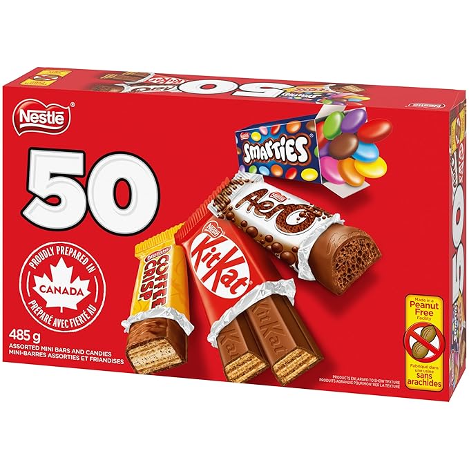 Christmas Chocolate Candy Gift Box 50 Mini Milk Chocolate Bars Includes Coffee Crisps KitkatWafers and more Holiday Chocolate Individually Wrapped Boxes For Stocking Stuffer Gifts Red Gift Box