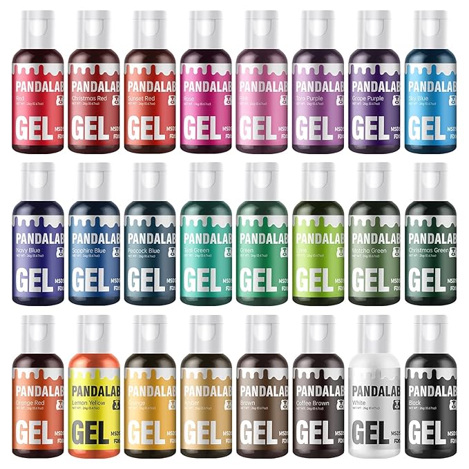 Gel Food Coloring Set - 24 Colors Concentrated Vibrant Edible Food Grade Dye for Baking Cake Cookie Decorating Fondant Icing Frosting Macaron DIY Crafts - 16.23 fl.oz (20ml/Bottle)