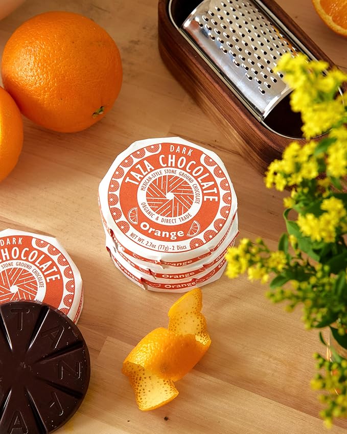 Taza Chocolate Organic Mexican-Style Disc 50% Dark Chocolate Orange 2.7 Ounce (12 Pack) Vegan