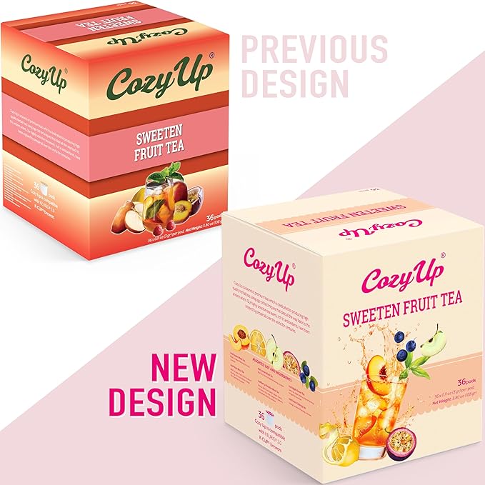 Cozy Up Iced Sweet Fruit Tea Variety Pack 36 Count - Compatible with Keurig Brewers Includes Berry Paradise Peach Passion Lemon Peach Oolong &amp Apple Green Tea - Single Serve Pods for Brew Ov