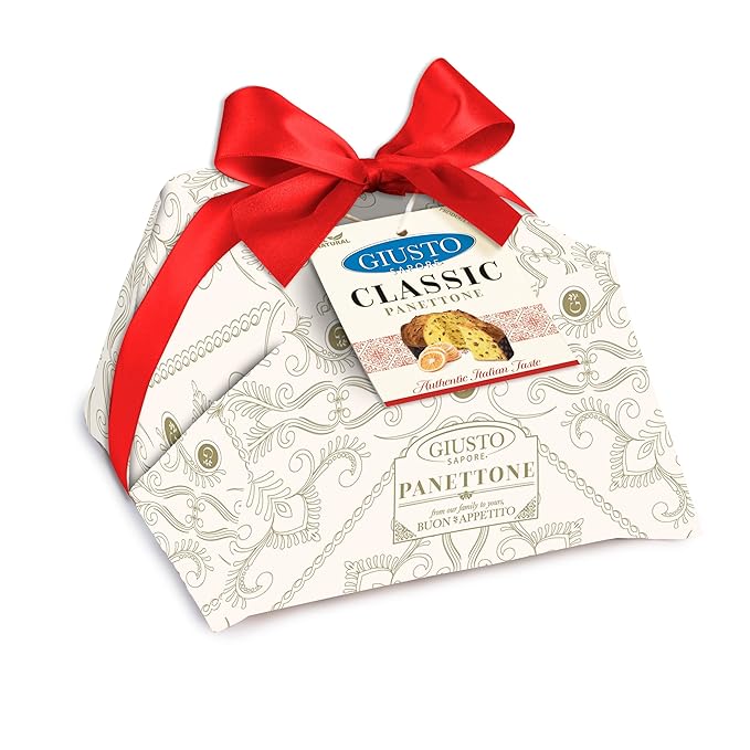 Giusto Sapore Authentic Italian Panettone Original with Raisins Candied Orange Peel and Butter Gourmet Bread - Traditional Dessert - New and Imported from Italy Family Owned - 28.21 oz