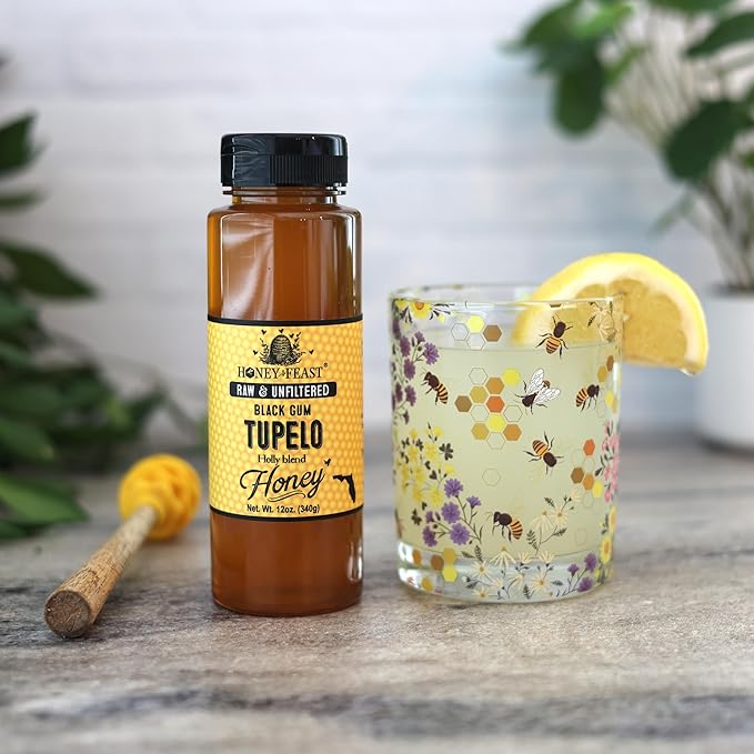 HONEY FEAST Tea Lovers Trio – Includes 12oz Black Gum Tupelo Orange Blossom and Cinnamon Honey – Perfect for Tea Baking and Gourmet Gifts