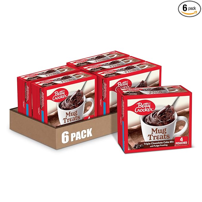 Betty Crocker Mug Treats Triple Chocolate Cake Mix with Fudge Frosting 4 Servings 12.5 oz. (Pack of 6)
