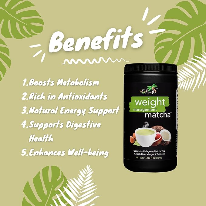 CAcafe Apple Cider Vinegar Turmeric Matcha Tea | 9g Protein | Ultimate Superfoods Blend of ACV Turmeric Collagen Coconut and Japanese Matcha Tea | Hot or Cold Instant Mix | Non-GMO (2-Pack)