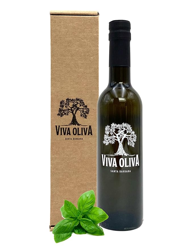 Viva Oliva Basil Infused Olive Oil - 375ml (12.7 oz) - Premium Quality - Made with 100% Natural Ingredients - Gourmet Olive Oil - Great for Marinades Dressings &amp Dipping