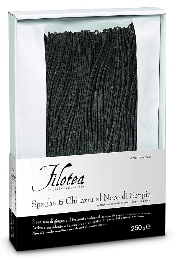 Filotea Egg Spaghetti Pasta Black Squid Ink 8.8 Ounce
