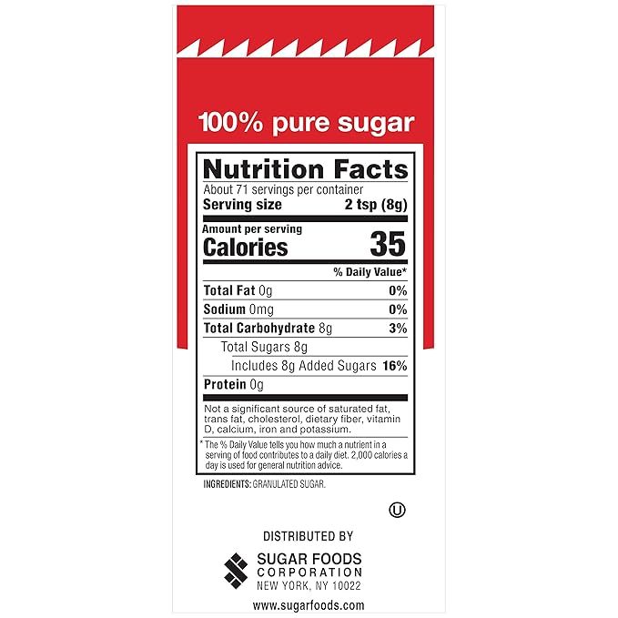 N'Joy Sugar Canister | 20 Ounce Pack of 6 | 100% Pure Granulated Sugar| Easy Pour Lid Bulk Size