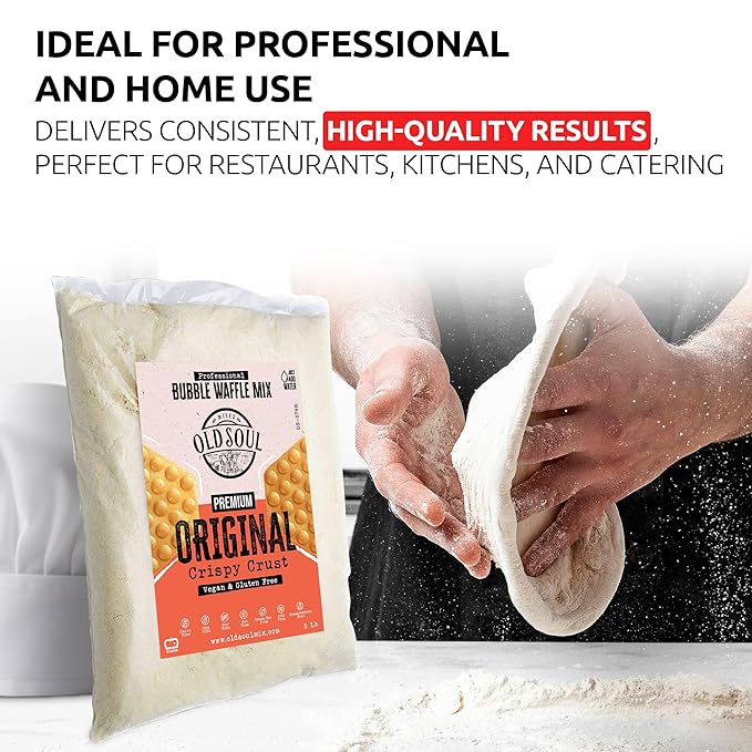 OldSoul Baking Mix | Dough Mix | Bubble Waffle Batter Mix | Original Flavor | GLUTEN FREE &amp VEGAN | 10 Lbs | 56 Big Waffles (10 Lbs Gluten Free &amp Vegan)