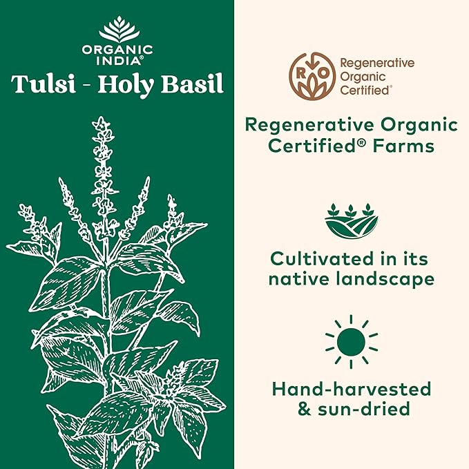 Organic India Tulsi Original Loose Leaf Herbal Tea - Immune Support Vegan Gluten-Free Kosher USDA Certified Organic Non-GMO Caffeine-Free Healthy Stress-Relief &amp Uplift Mood - 1 lb Bag