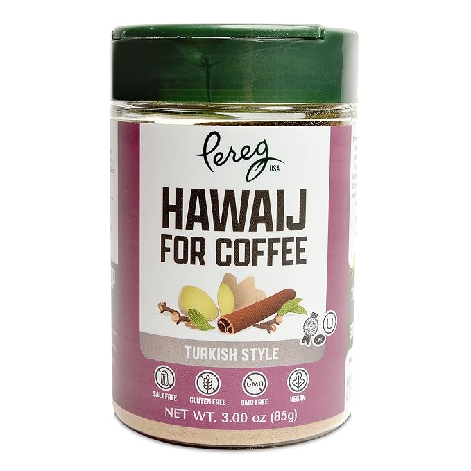 Pereg Coffee Mix | Coffee Spice Mix with Hawaij Ginger Cinnamon Cloves &amp Cardamom | Mixed Spices for Arabian Turkish Coffee or Chai | Made in USA | (3 Oz x 6 Pack)