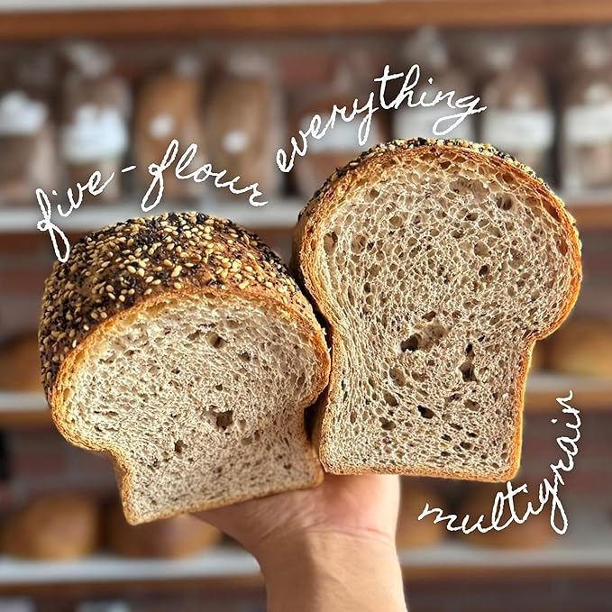 Dr. B's Wilbur Five Flour Multigrain Bread | 1g Net Carbs &amp 7g Protein | Low Calorie Vegan Sugar Free | Fresh Sliced Keto &amp Low Carb Bread Loaf (6 Pack (16 oz) Everything)