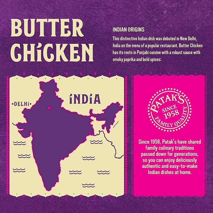 Patak’s Butter Chicken Simmer Sauce - Mild &amp Creamy Curry Sauce with Tomatoes &amp Spices - Gluten-Free &amp Vegetarian Authentic Indian Sauce - Perfect for Quick &amp Easy Curry Dishes - 15oz