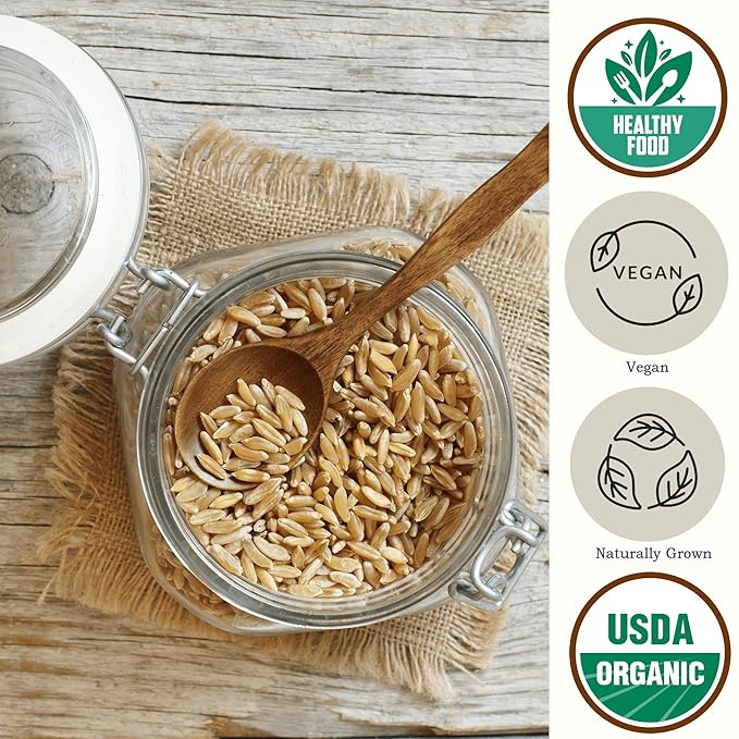 Be Still Farms Organic Kamut Wheat Berries Khorasan (4.8lb) - Ancient Whole Grain Bulk - Ideal for Flour Pasta Salads Soups - High in Fiber &amp Protein | USA Grown | USDA Certified | Vegan | Non-