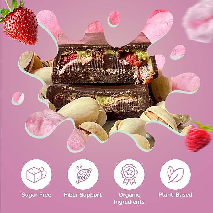 Rawmantic Dubai Chocolate Cotton Candy Angel Hair (90g) – Vegan Plant-Based Chocolate Infused With Freeze-Dried Strawberries Blueberries Raspberries &amp More No Artificial Flavors Non-GMO &amp