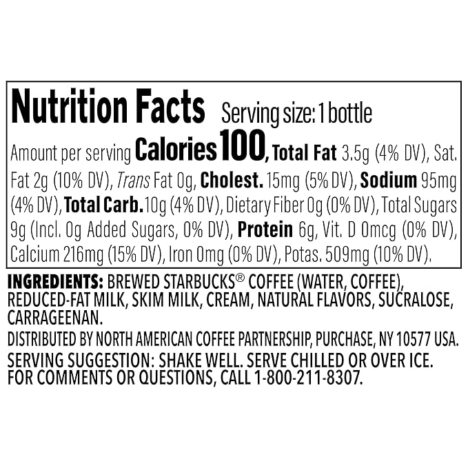 Starbucks Frappuccino Lite Creamy Vanilla Gelato 9.5 Fl Oz Bottles (Pack of 12)